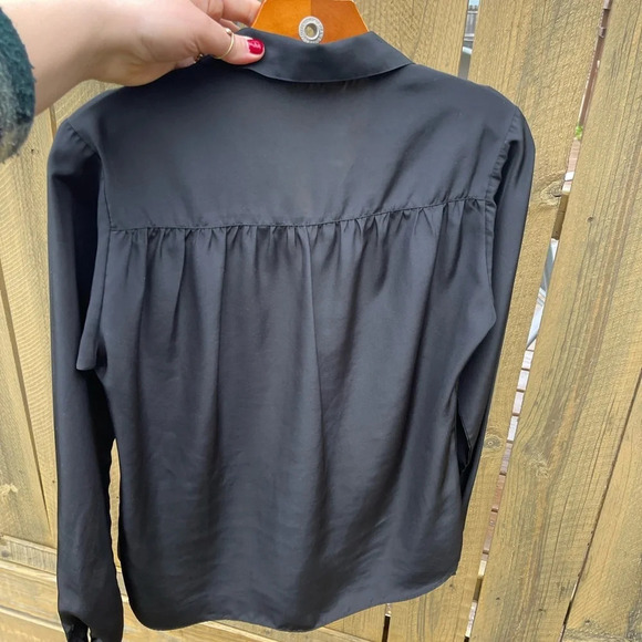 Espresso Black Formal Cap Sleeve Button Down Blouse Women’s 10 - Picture 3 of 3